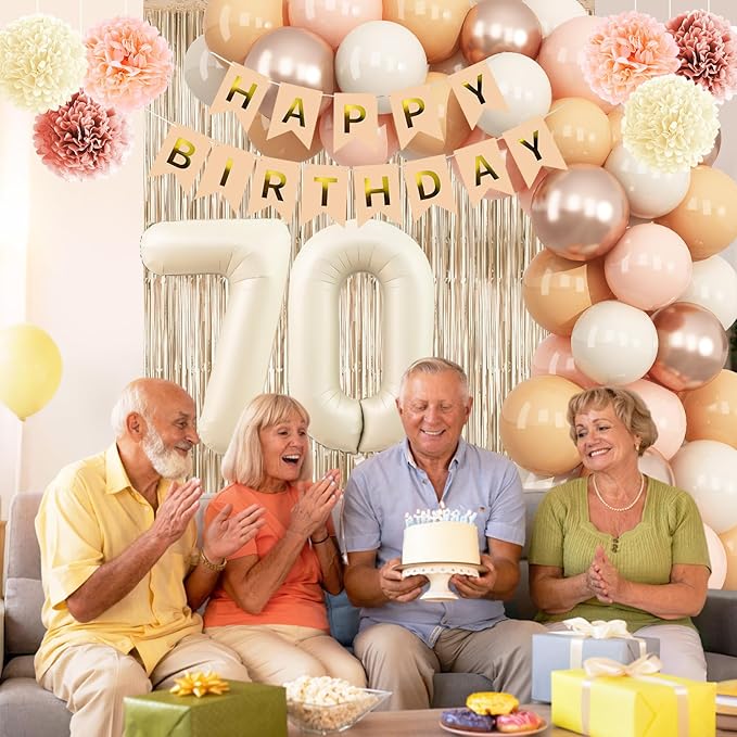 Beige 70th Birthday Decorations - Image 6