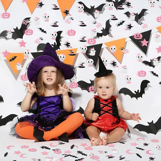 MARFOREVER Pink Halloween Confetti Glitter, Halloween BOO Witch Bat Pumpkin - Image 3