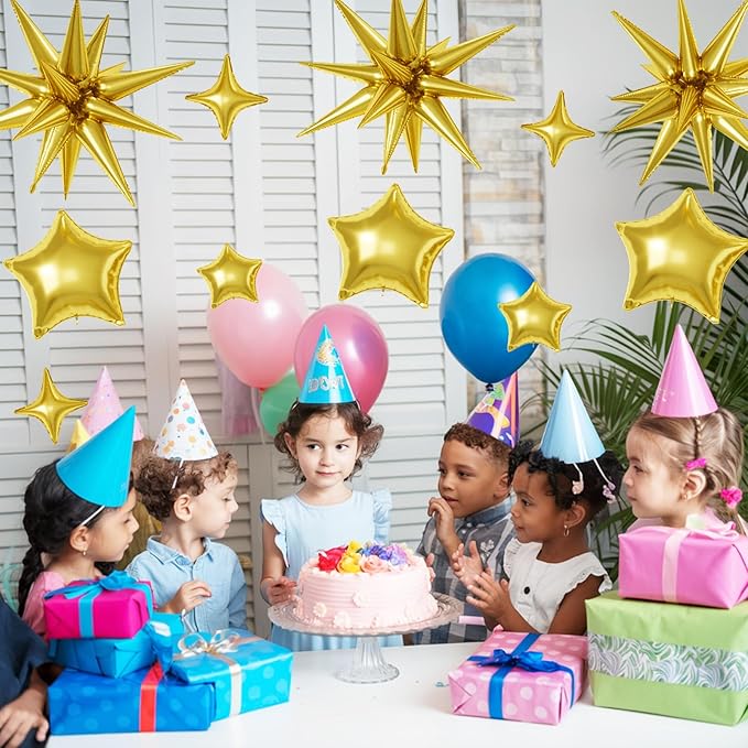 16 Pcs Gold Star Balloons, 22/18/10 Inch Foil Balloons, Four-Pointed Balloon - Image 7