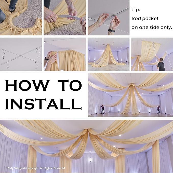 PartyVillage 50ftx40ft Beige Ceiling Curtain - Image 8