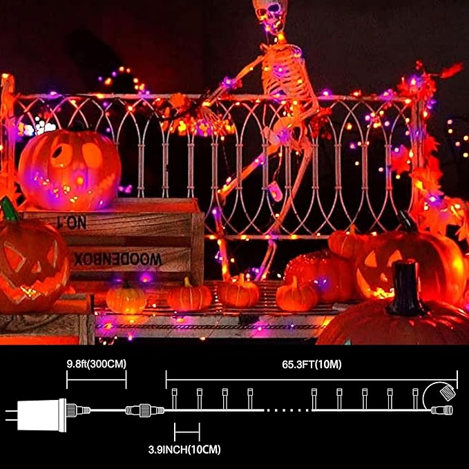 LAMPHOME 33ft Halloween Decorative Mini Lights, 100 LED Transparent Wire Fairy - Image 3