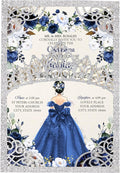 50Pcs Navy Blue Crown Invitations by DreamBuilt