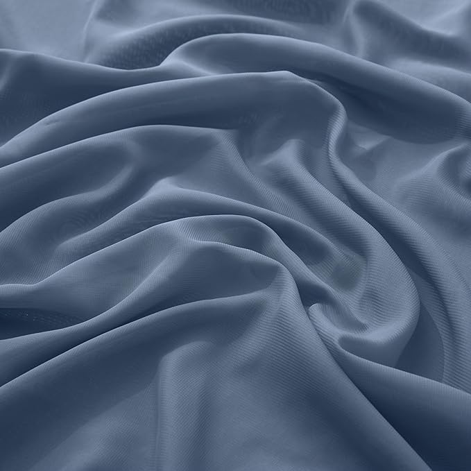 VACVELT Wedding Arch Draping Fabric Dusty Blue Chiffon, 2 Panels Sheer Drapes - Image 5