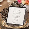 Hosmsua 50PCS Personalized Black Laser Cut Hollow Lace Rose Invitation Cards by Hosmsua