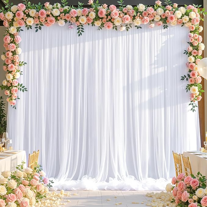 White Tulle Backdrop Curtain for Wedding Parties, 10ft x 10ft Wrinkle Free - Image 8