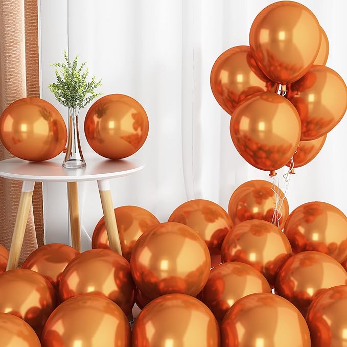 Chrome Orange Balloons, Shiny Thick Chrome Metallic Balloon Latex Helium Balloon - Image 2