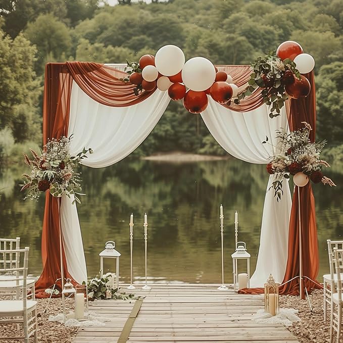 Wokceer Wedding Arch Draping Fabric Terracotta 2 Panels 28.7" x 20FT Sheer - Image 6