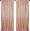 2 Panels Rose Gold Sequin Backdrop Curtain 4FTx8FT Glitter Sequence Drapes by HMQIANG