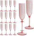 24 Pack Pink Detachable 2 piece Champagne Flutes 5.5 Oz Unbreakable Plastic by XUWAIDSGN