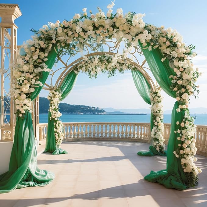 Wokceer Emerald Green Wedding Arch Draping Fabric Backdrop 4 Panels 28.7" X - Image 5