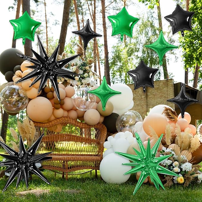 Black Green Star Balloon - Image 6