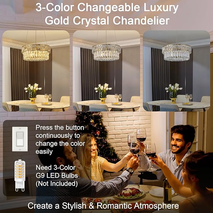 Crystal Chandelier, 16.5" 6-Light Gold Chandelier - Image 6