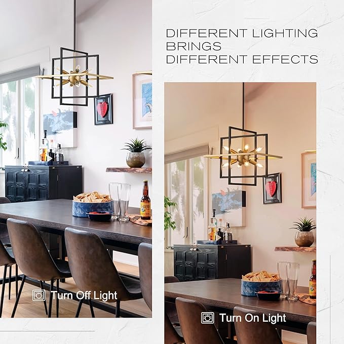 18.9'' Black Gold 8-Light Sputnik Chandelier Modern Industrial Adjustable - Image 4