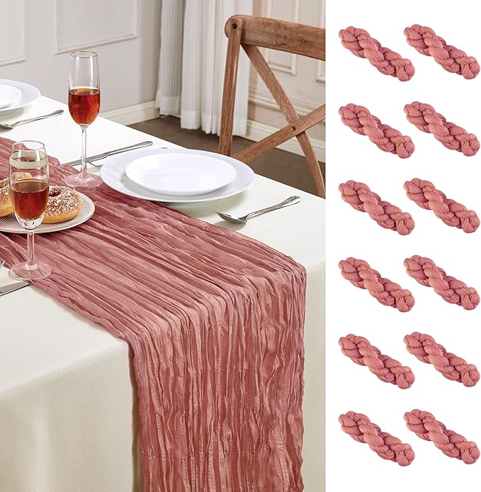 Cheesecloth Table Runner 10FT Long Boho Gauze Table Runner Rustic Sheer Runner by AGIRL