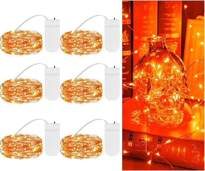TingMiao Halloween Orange Fairy Lights Battery Operate, 7.2ft 20 LEDs String by TingMiao