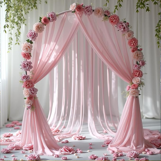 Wedding Arch Draping Fabric 1 Panel 18Ft Dusty Rose Chiffon Fabric Drapery - Image 8