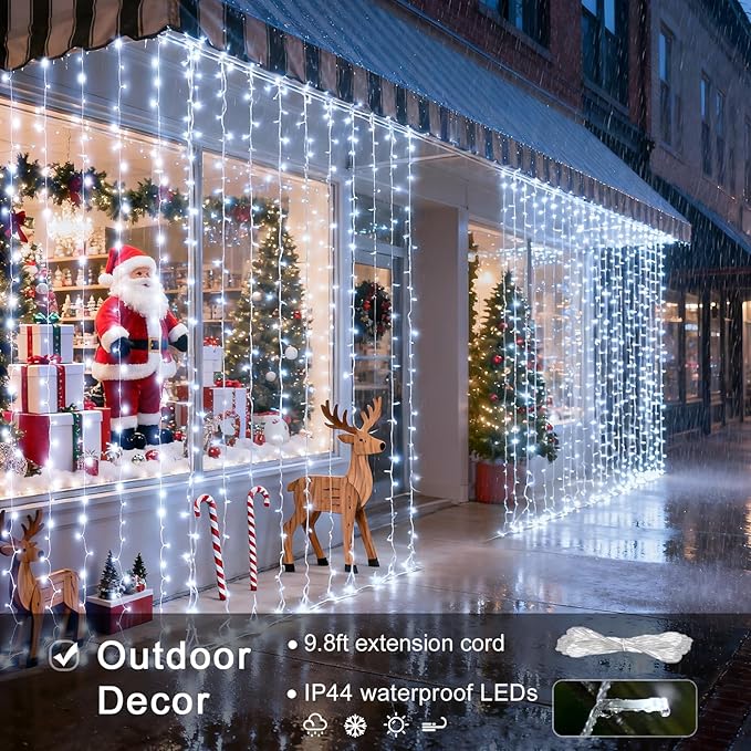JMEXSUSS 900LED Christmas Curtain Lights Outdoor - Image 2