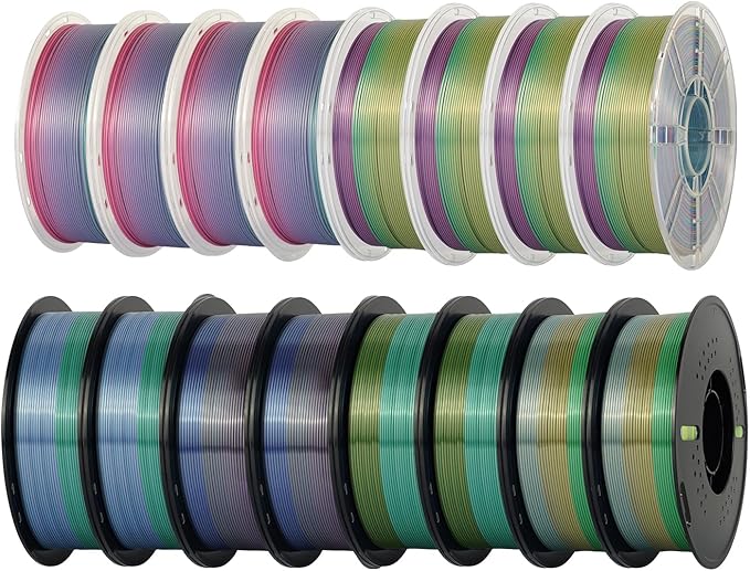 Kingroon Rainbow PLA 3D Printer Filament, 16kg Bundle, Color Changing, ±0.03mm by PrintsPerfectAlways