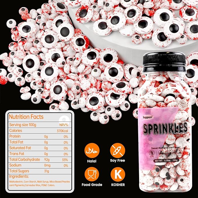 Halloween Sprinkles, Edible Eyeballs Candy, Bloody Eyes Sprinkles - Image 2
