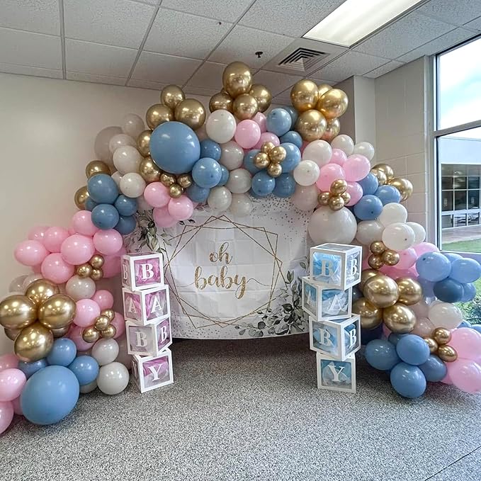 Gender Reveal Balloons, Chrome Gold Sand White Balloon - Image 3