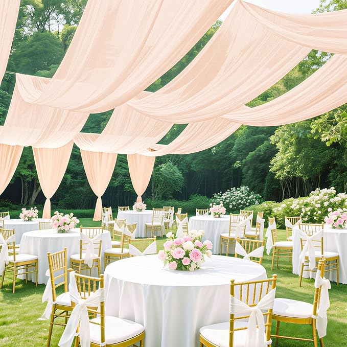 Wedding Arch Draping Fabric 5FTx20FT 2 Panels Ceiling Drapes Champagne Party - Image 2