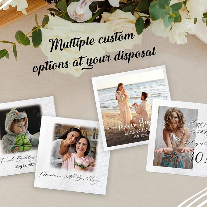 Personalized Custom Napkins: 50 Personalized Printed Napkins, 3 Ply, Custom - Image 5