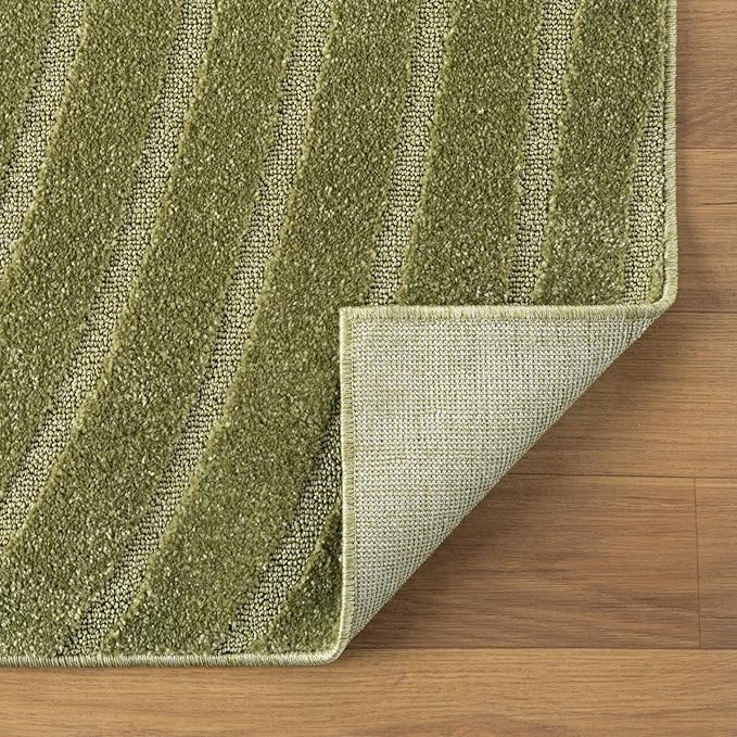 LUXE WEAVERS Modern Geometric Wave Green 8x10 Area Rug, Contemporary Stain - Image 9