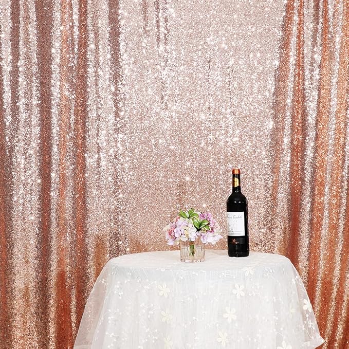 Eternal Beauty Sequin Backdrop Curtain, 6FT x 8FT Rose Gold Background - Image 4