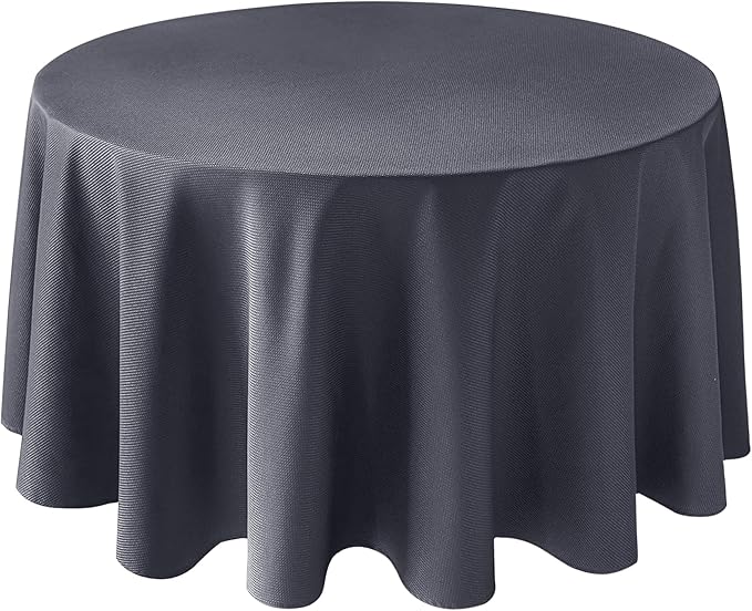 Biscaynebay Textured Fabric Round Tablecloths 108", Dark Grey Water Resistant by Biscaynebay