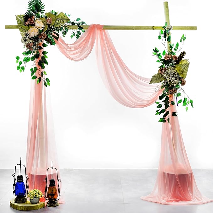 VDS Pack of 2 Panel Wedding Arch Draping Fabric Sheer Chiffon Fabric Drapery - Image 5