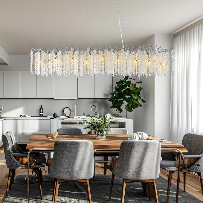 YUYI Modern Crystal Chandelier, Large Rectangular, Luxury High Ceiling Light - Image 4