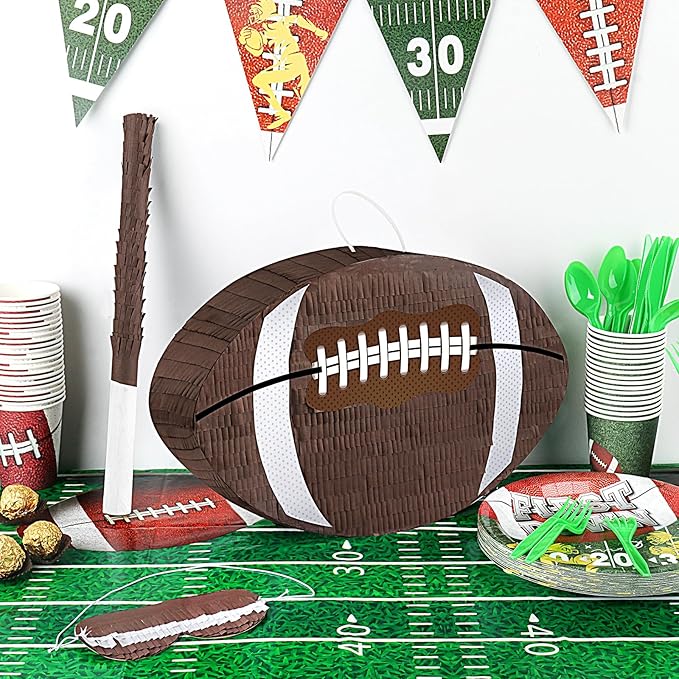 Football Pinata with Pinata Stick & Hanging Football Party Decorations - Image 4