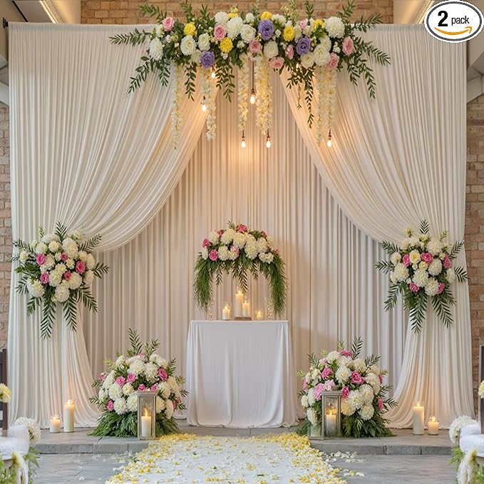 10ft x 15ft Ivory Wrinkle Free Backdrop Curtains by ENJOYYOURPARTY