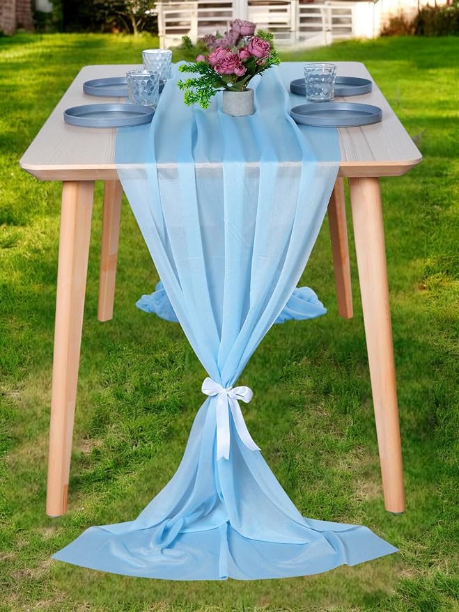 MDS 2 Pack 10ft Chiffon Table Runner 29 x 120 Inches Sheer Wedding Runner by MDS