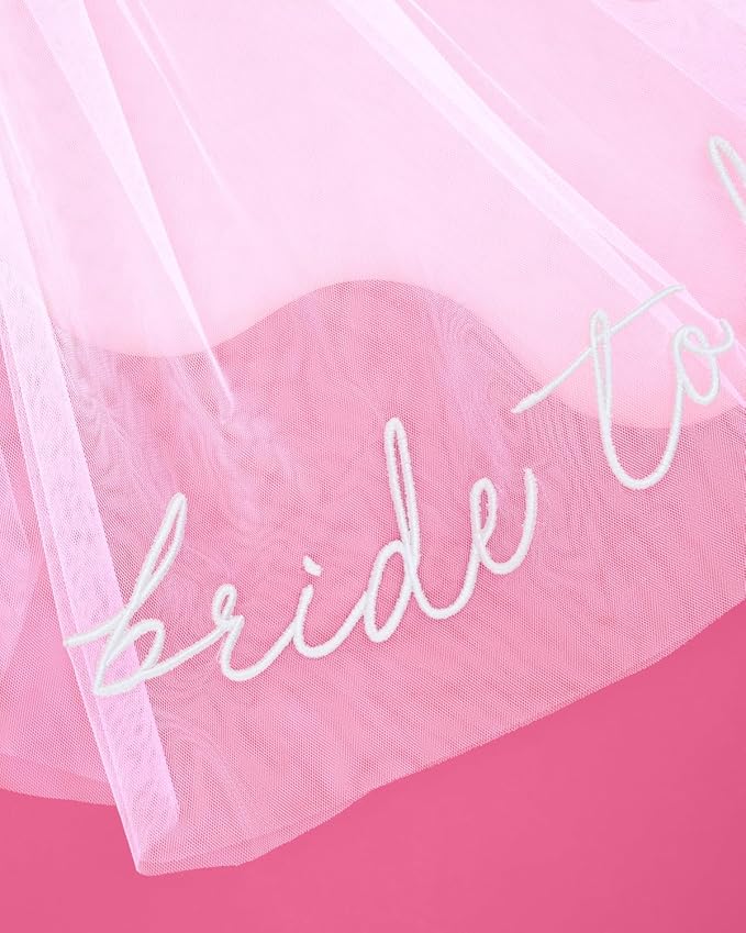 xo, Fetti Bachelorette Bride To Be Embroidered Veil | BachParty Accessory - Image 2