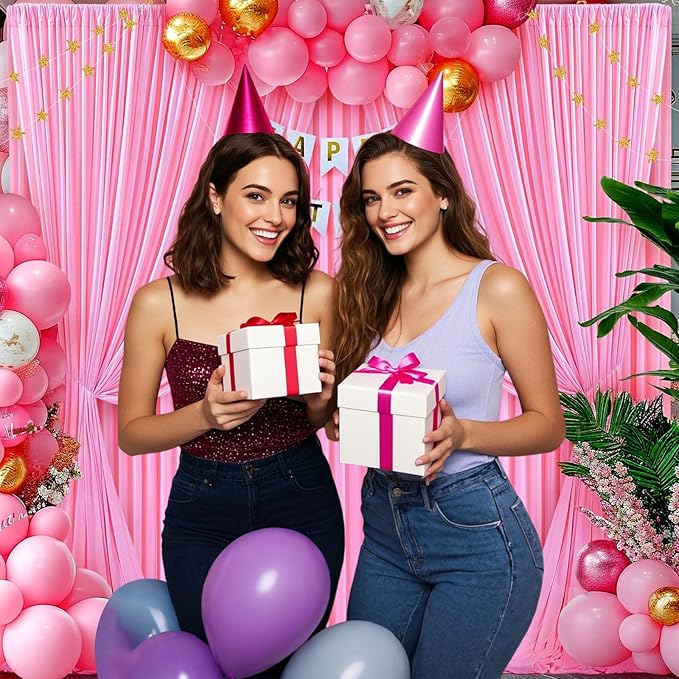 10ft x 10ft Pink Backdrop Curtains - Image 4