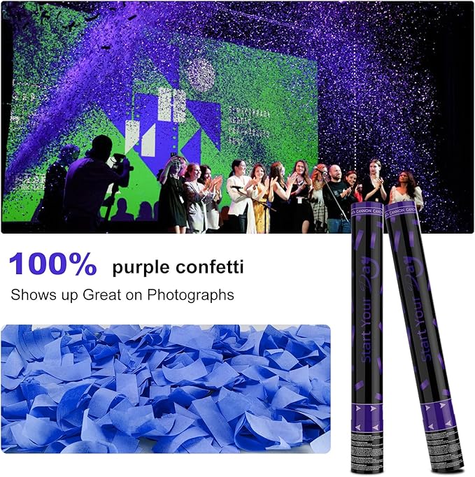 Violet Confetti Poppers, 15 Inch Purple Party Poppers, Air Powered Confetti Gun - Image 5