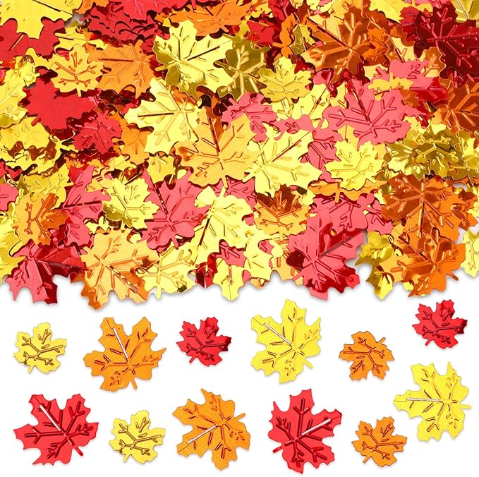 MARFOREVER Fall Glitter Confetti, Thanksgiving Metallic Foil Maple Leaves Fall by MARFOREVER