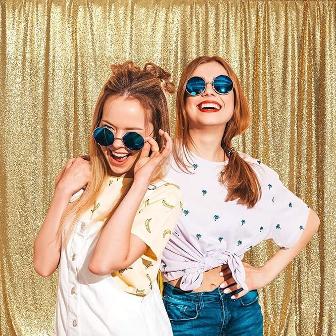 Poise3EHome Gold Sequin Backdrop Curtain, 4 Pieces 3FT x 8FT Sequin Backdrop - Image 9