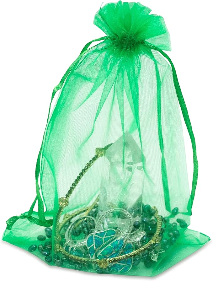 TheDisplayGuys 100-Pack 6x8 Light Green Sheer Organza Gift Bags - Image 2
