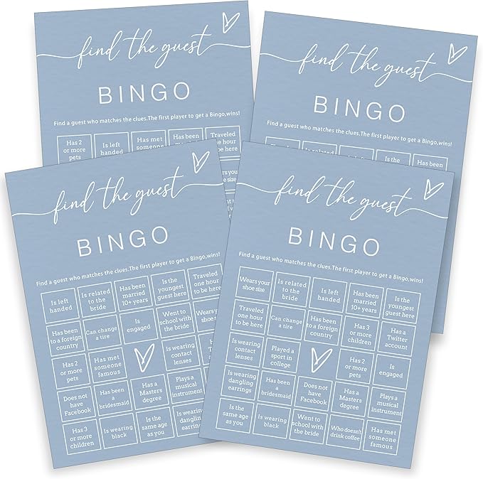 Fun Wedding Shower Bingo 25Pcs Prefilled Find The Guest Bingo Game Cards by Unknown