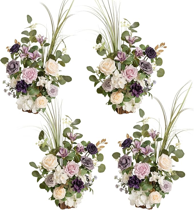 Ling's Moment 17.5" Tall Standing Artificial Flowers Arrangements 4 pcs Wedding by LingsMoment