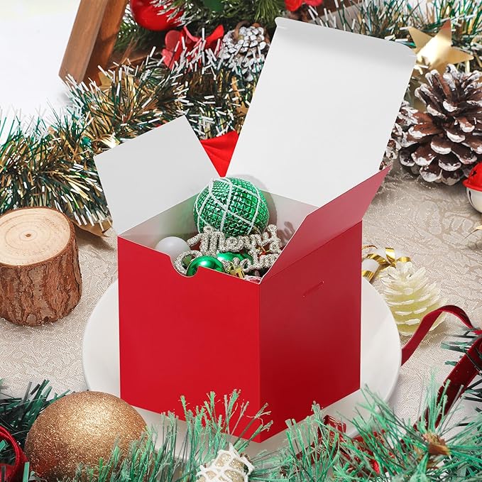 DOYIDE Small Gift Boxes, 20 Pack 5x5x5 Inch Red Elegant Paper Boxes - Image 4