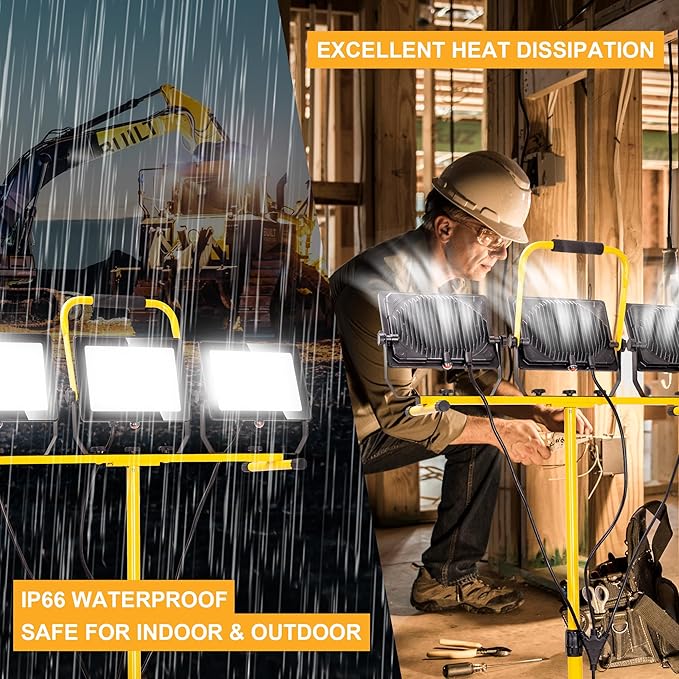 LED Worklights 60000Lumen, 3 Head 600W Work Light, - Image 5