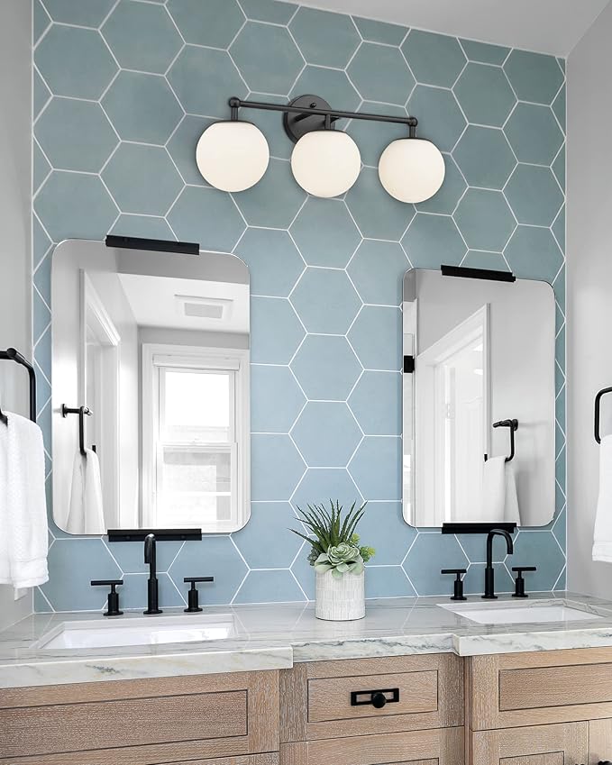 Black Vanity Lights for Bathroom, Farmhouse Bathroom Light Fixtures 3-Light - Image 2