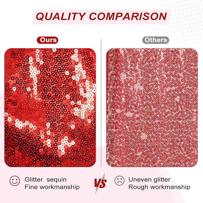 PartyDelight Sequin Backdrop Red 2 Panels 5Ft x 10FT Photography Curtains Party - Image 3