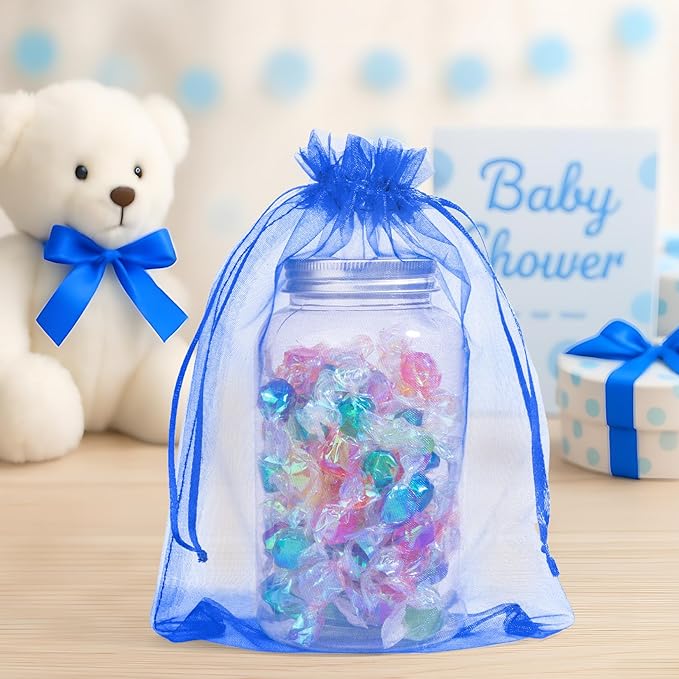 ANZNKU 50 Pack Organza Bags 6x9 Inch, Mesh Bag Drawstring Jewelry Pouches - Image 5