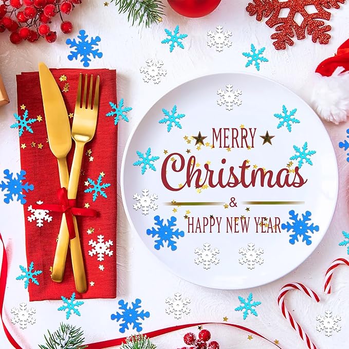 MARFOREVER Snowflake Glitter Confetti Decorations, Christmas Snowflake Metallic - Image 5