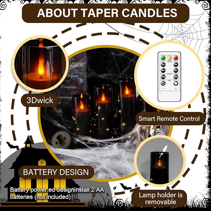 Flameless LED Candles with Timer 9 Pc Flickering Flameless Candles - Image 2