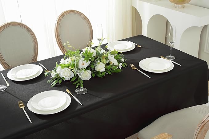 Craft And Party Rectangle Tablecloth, 70 x 90 Inch Black Tablecloth, Polyester - Image 4